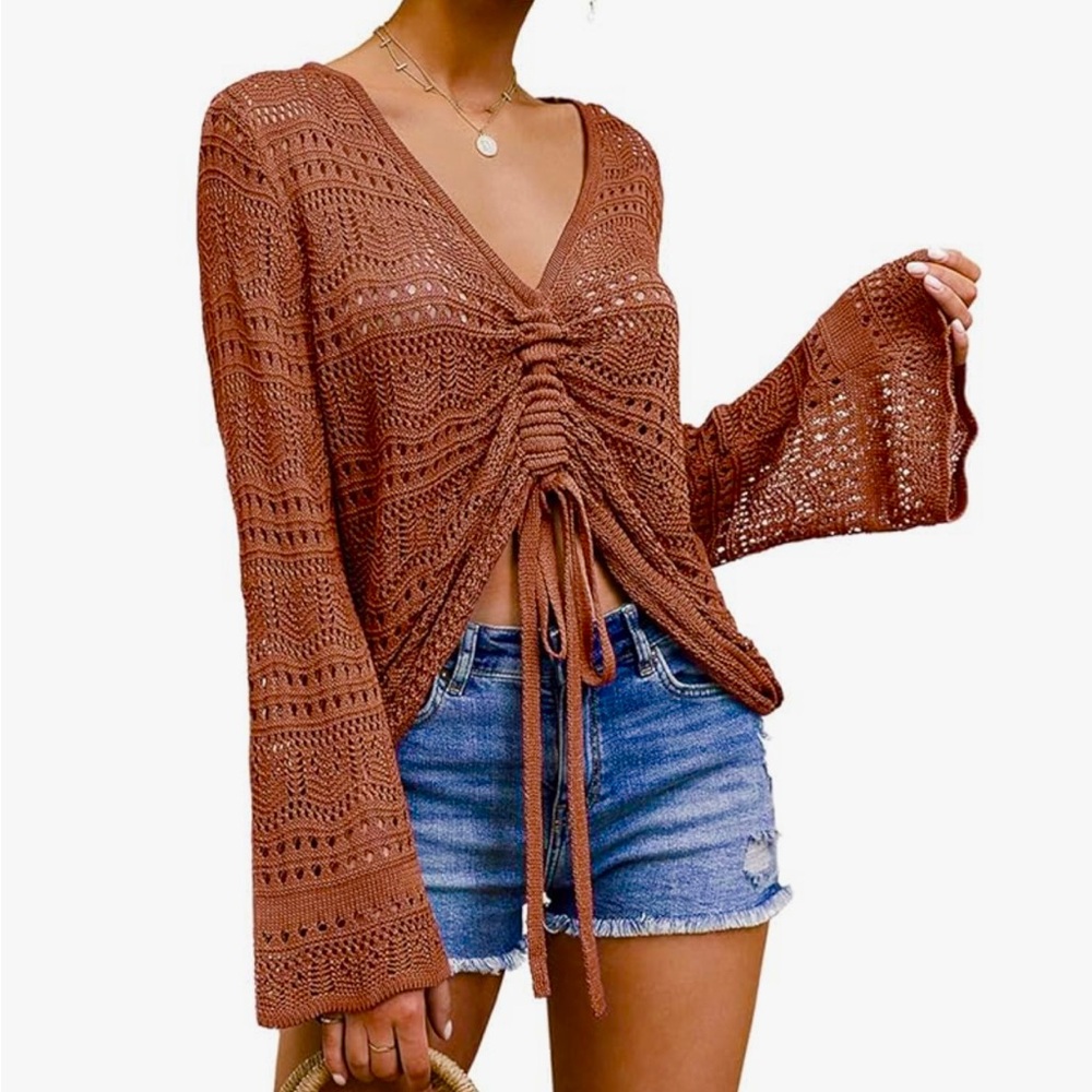 Crochet V-Neck Sweater